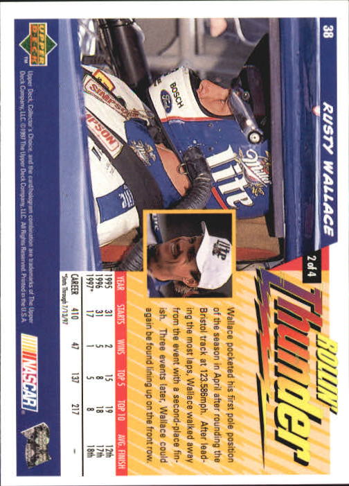 1998 Collector's Choice #38 Rusty Wallace's Car back image
