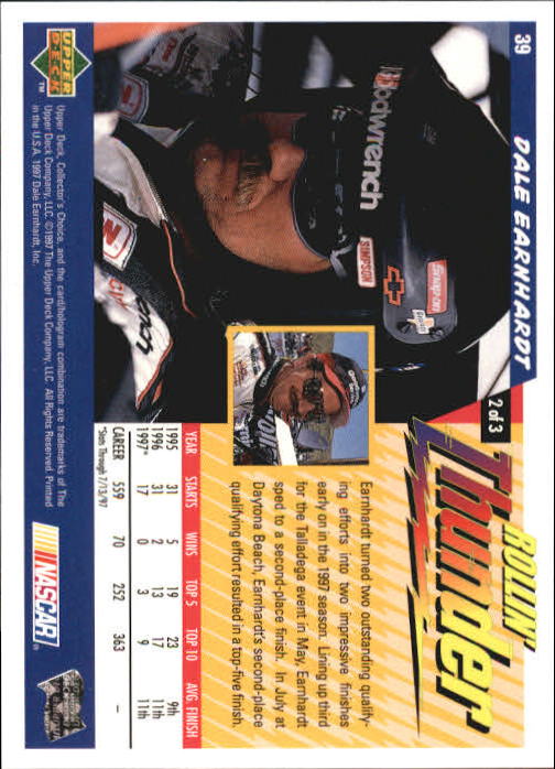 1998 Collector's Choice #39 Dale Earnhardt's Car back image