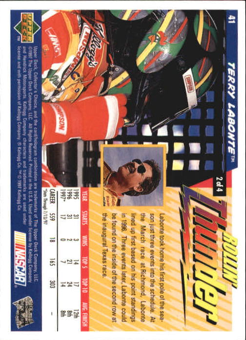 1998 Collector's Choice #41 Terry Labonte's Car back image