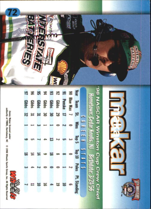 A3257- 1998 Wheels Auto Race Cards 1-100 +Inserts -You Pick- 15+ FREE US SHIP - Picture 111 of 174