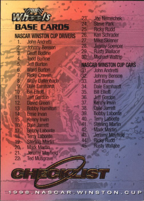 A3257- 1998 Wheels Auto Race Cards 1-100 +Inserts -You Pick- 15+ FREE US SHIP - Picture 150 of 174