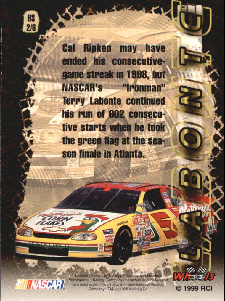 1999 Wheels High Gear Hot Streaks #HS2 Terry Labonte back image