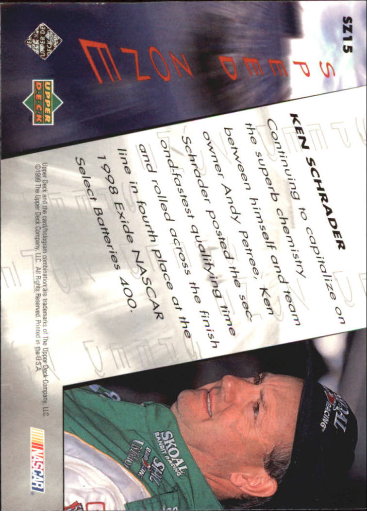 1999 Upper Deck Victory Circle Speed Zone #SZ15 Ken Schrader back image