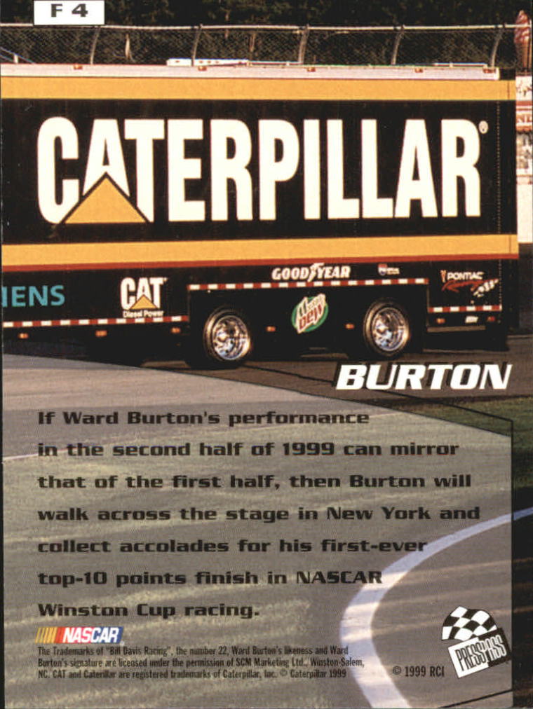 1999 Press Pass Stealth Fusion #F4 Ward Burton back image