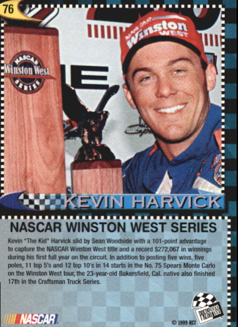 1999 Press Pass #76 Kevin Harvick Champ RC back image