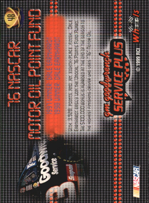 1999 Wheels High Gear #48 Dale Earnhardt's Car back image