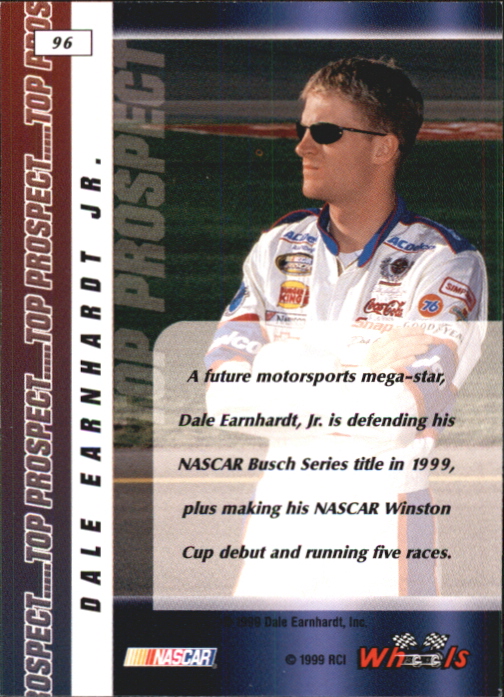 1999 Wheels #96 Dale Earnhardt Jr. TP back image