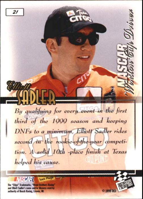 1999 VIP #21 Elliott Sadler back image