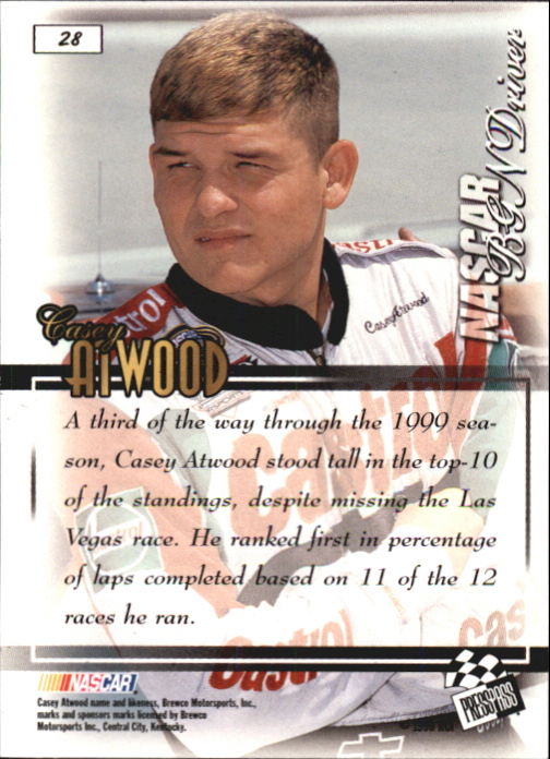 1999 VIP #28 Casey Atwood RC back image