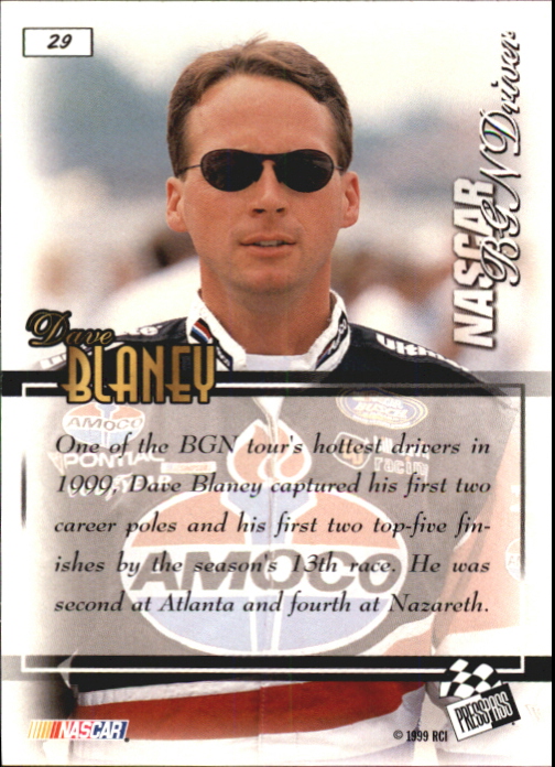 1999 VIP #29 Dave Blaney RC back image
