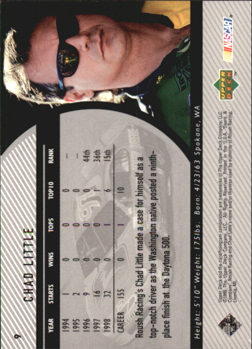 1999 Upper Deck Road to the Cup #9 Chad Little back image