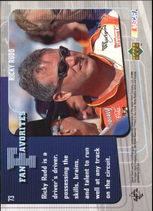 1999 Upper Deck Road to the Cup #73 Ricky Rudd FF back image