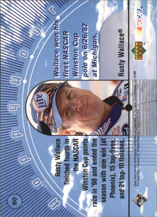 1999 Upper Deck Road to the Cup #80 Rusty Wallace HH back image