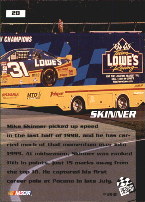 1999 Press Pass Stealth #28 Mike Skinner back image