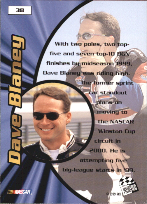 1999 Press Pass Stealth #38 Dave Blaney RC back image