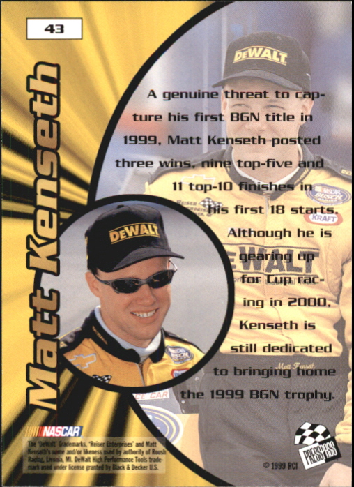1999 Press Pass Stealth #43 Matt Kenseth RC back image