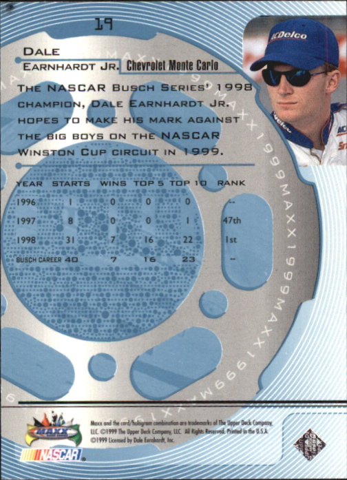 1999 Maxx #19 Dale Earnhardt Jr. back image