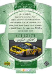 2000 Upper Deck Victory Circle Income Statement #IS9 Matt Kenseth back image