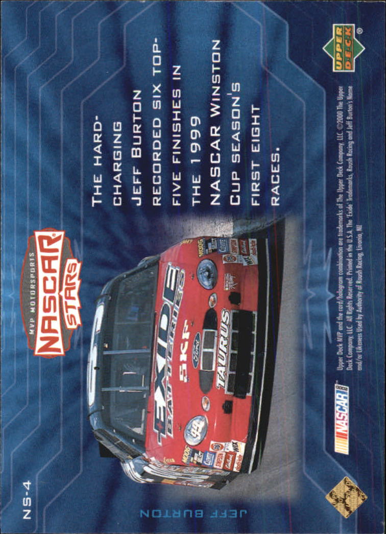 2000 Upper Deck MVP NASCAR Stars #NS4 Jeff Burton back image
