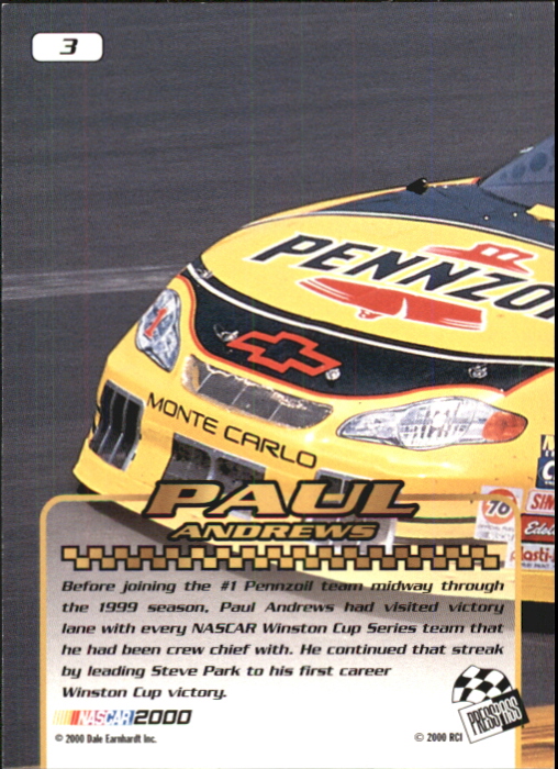 2000 Press Pass Stealth #3 Paul Andrews back image