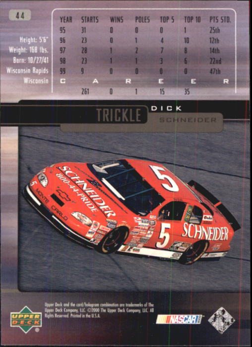 2000 Upper Deck Victory Circle #44 Dick Trickle back image