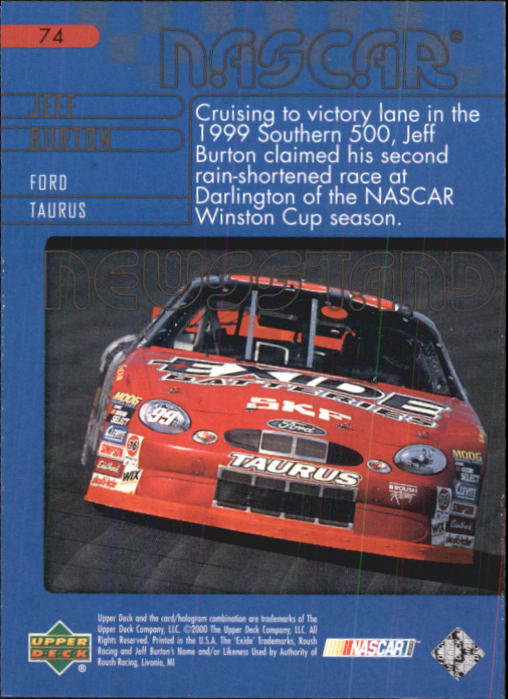 2000 Upper Deck Victory Circle #74 Jeff Burton's Car back image