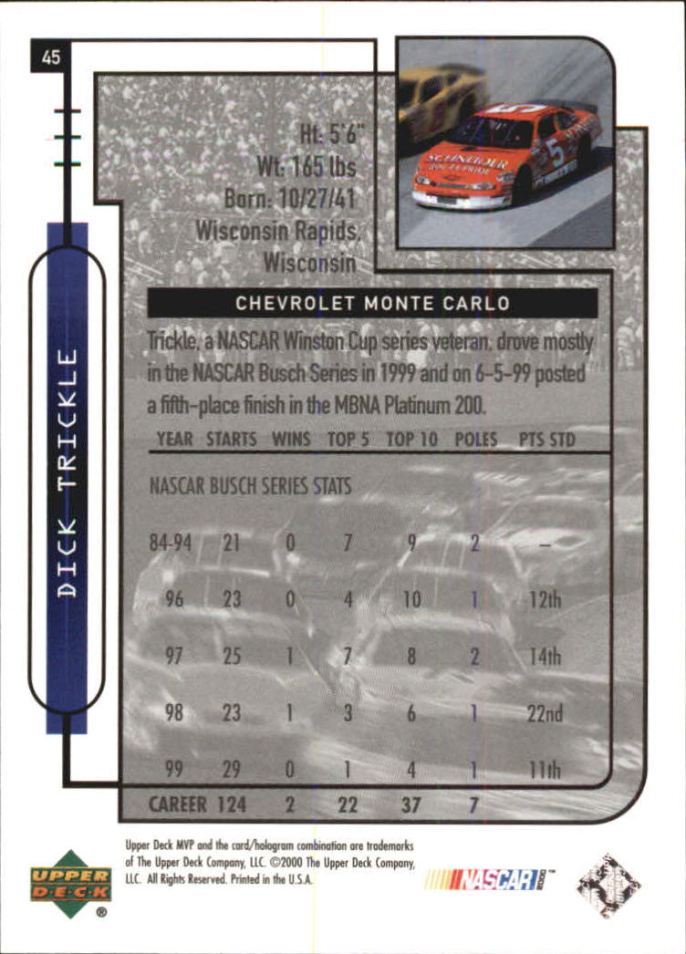 B5435- 2000 Upper Deck MVP Race #s 1-102 +Inserts -You Pick- 15+ FREE US SHIP - Bild 279 von 345