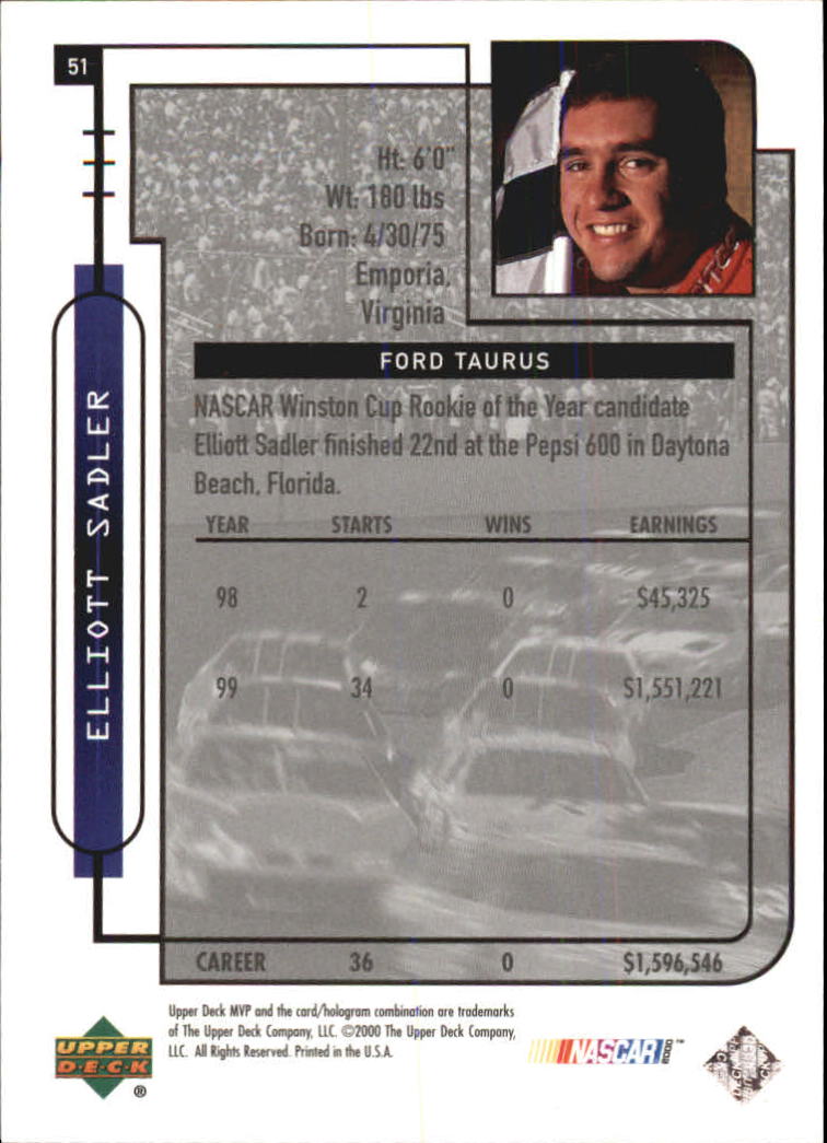 B5435- 2000 Upper Deck MVP Race #s 1-102 +Inserts -You Pick- 15+ FREE US SHIP - Bild 285 von 345