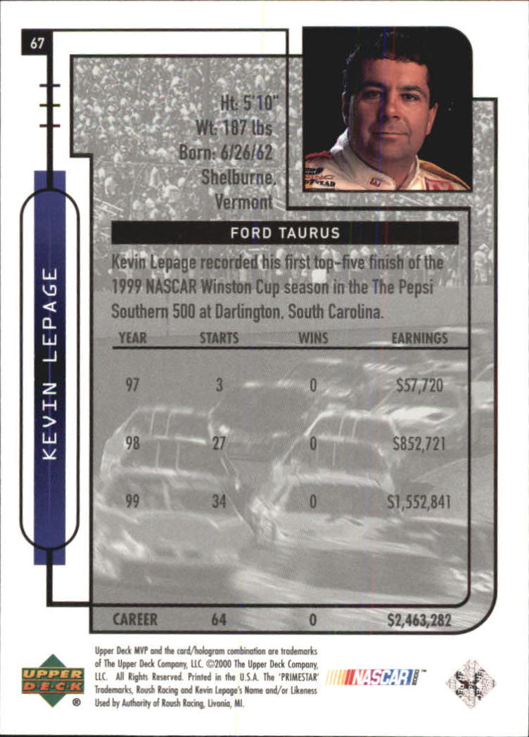 B5435- 2000 Upper Deck MVP Race #s 1-102 +Inserts -You Pick- 15+ FREE US SHIP - Bild 308 von 345