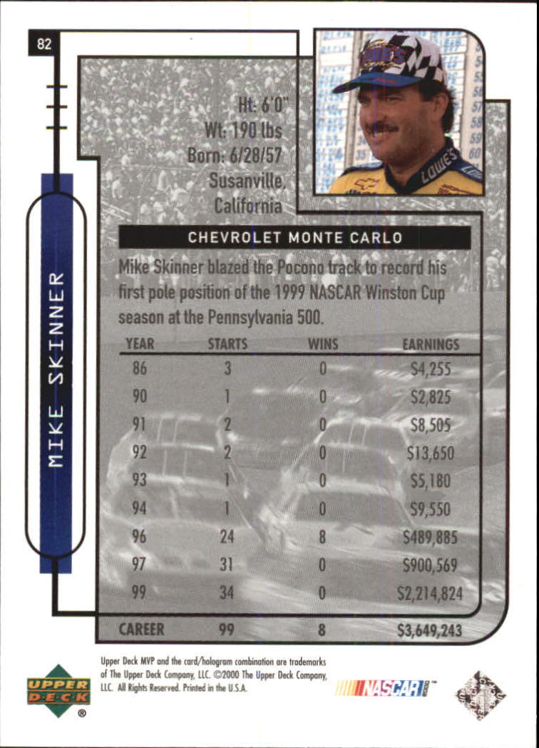 B5435- 2000 Upper Deck MVP Race #s 1-102 +Inserts -You Pick- 15+ FREE US SHIP - Bild 324 von 345