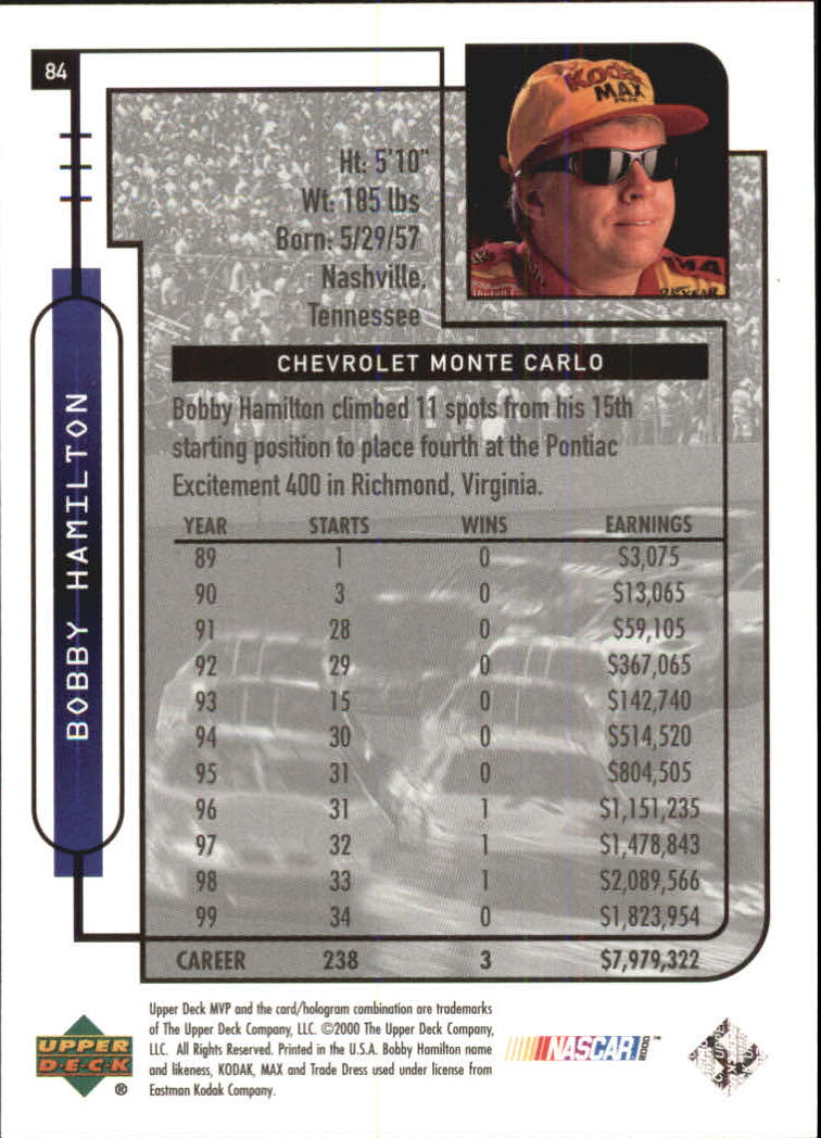 B5435- 2000 Upper Deck MVP Race #s 1-102 +Inserts -You Pick- 15+ FREE US SHIP - Bild 328 von 345