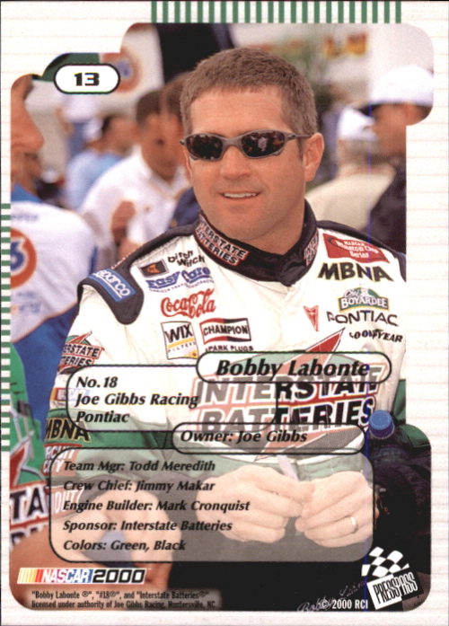 2000 Press Pass Trackside #13 Bobby Labonte back image