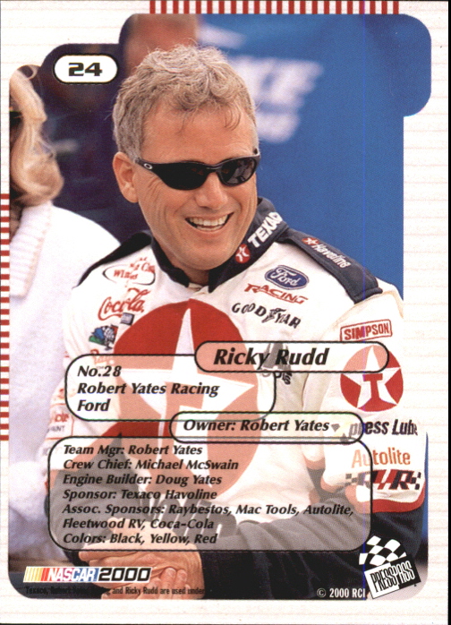 2000 Press Pass Trackside #24 Ricky Rudd back image