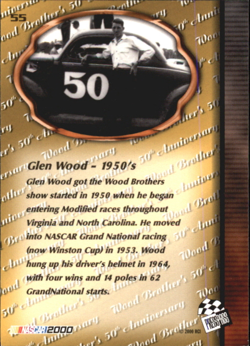 2000 Press Pass Trackside #55 Glen Wood WBM back image