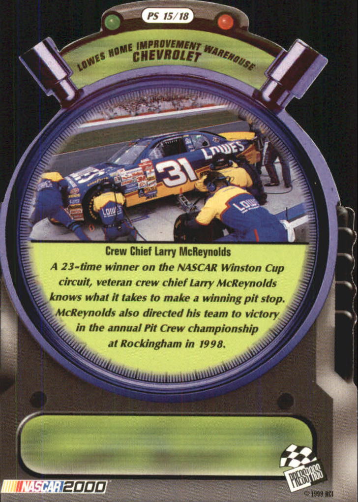 2000 Press Pass Pitstop #PS15 Mike Skinner's Car back image