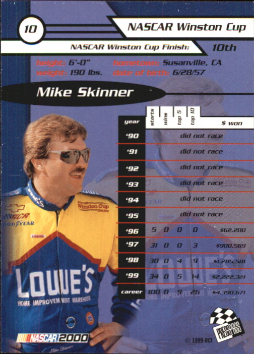 2000 Press Pass #10 Mike Skinner back image