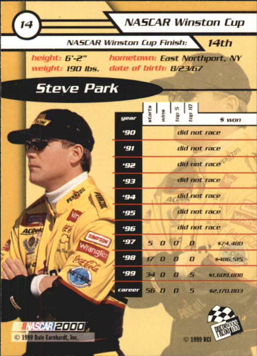 2000 Press Pass #14 Steve Park back image