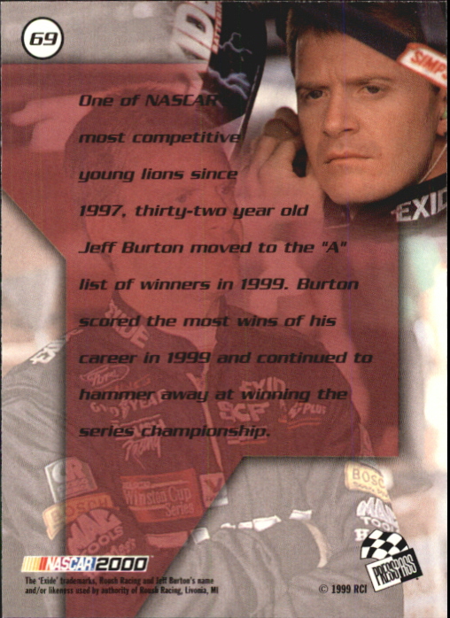 2000 Press Pass #69 Jeff Burton back image
