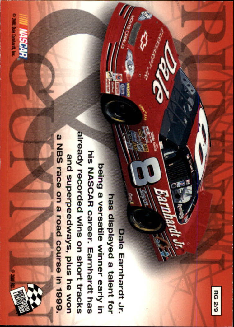 2001 Press Pass Trackside Runnin N' Gunnin #RG2 Dale Earnhardt Jr. back image