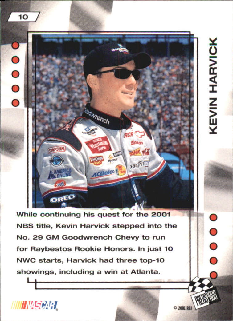 2001 VIP #10 Kevin Harvick CRC back image