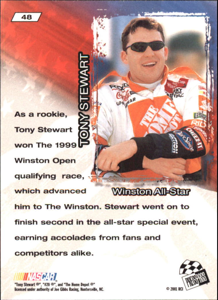2001 VIP #48 Tony Stewart AS back image