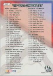 2001 VIP #50 Jeff Gordon CL back image