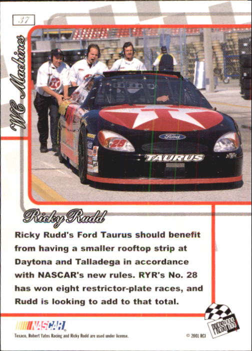 2001 Press Pass Premium #37 Ricky Rudd back image