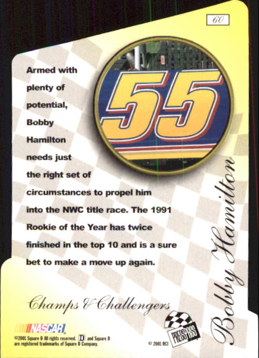 2001 Press Pass Premium #60 Bobby Hamilton CC back image