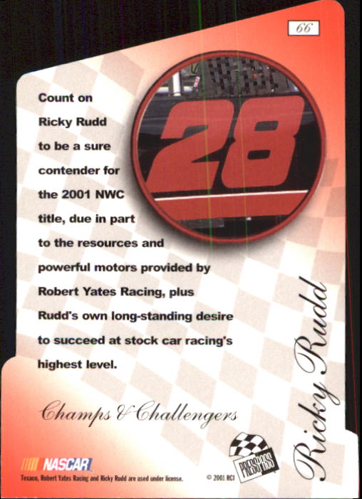 2001 Press Pass Premium #66 Ricky Rudd CC back image