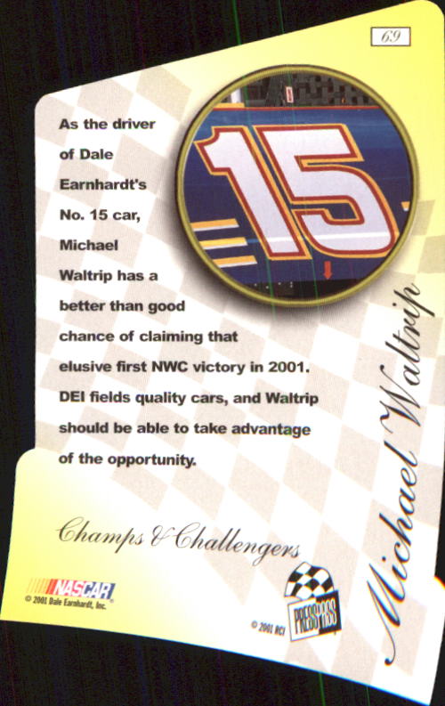 2001 Press Pass Premium #69 Michael Waltrip CC back image