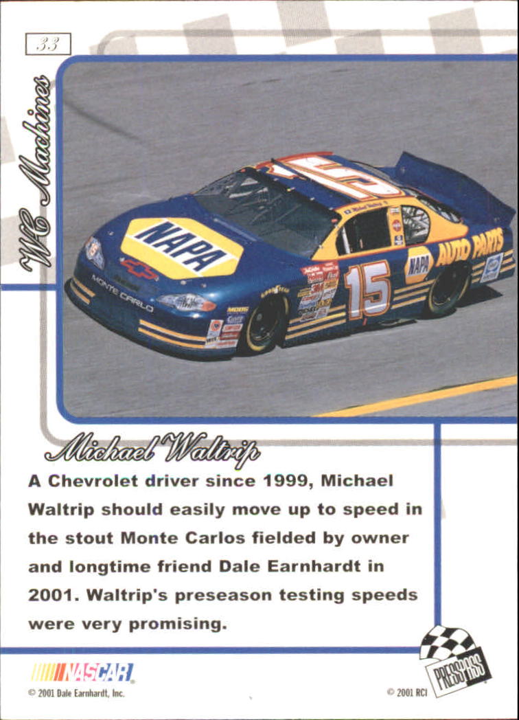 2001 Press Pass Premium Gold #33 Michael Waltrip back image