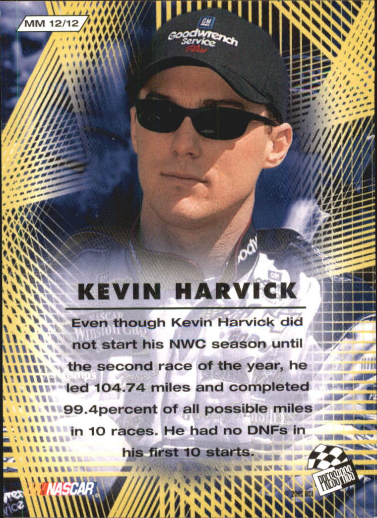 2001 VIP Mile Masters #MM12 Kevin Harvick back image
