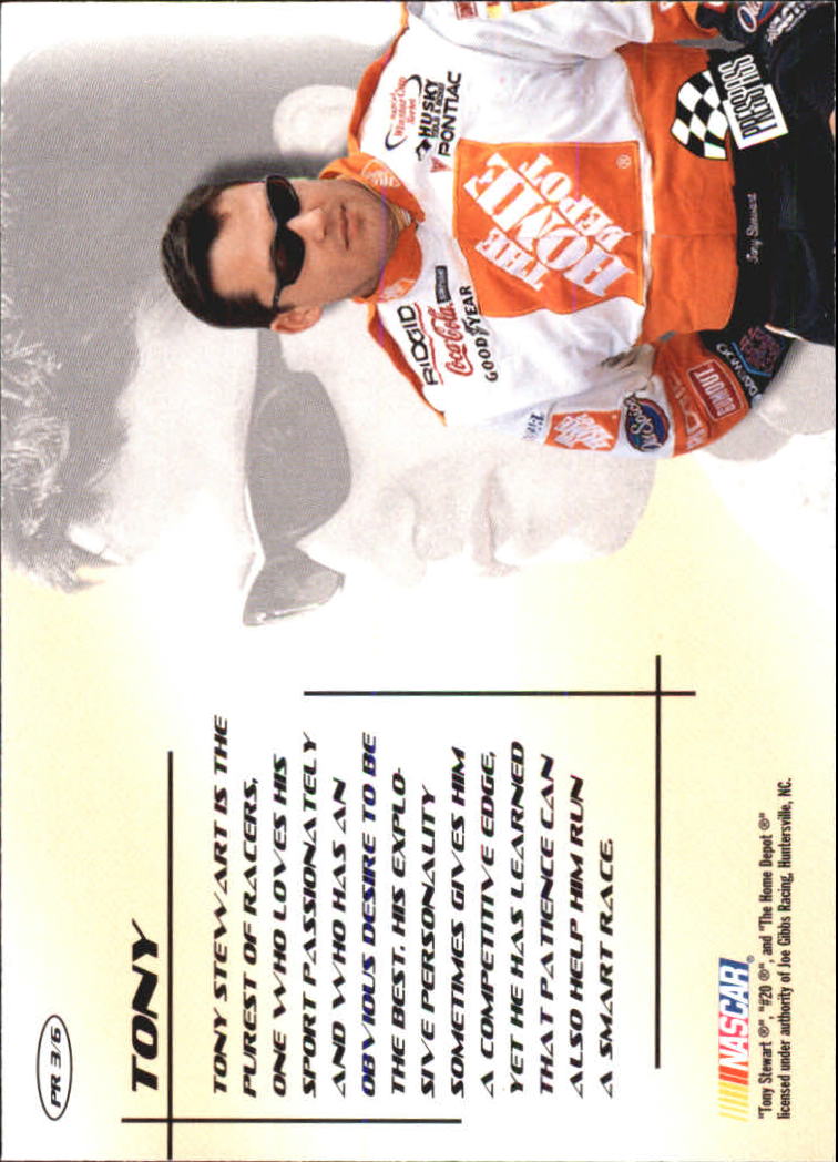 2001 Press Pass Stealth Profile #PR3 Tony Stewart back image
