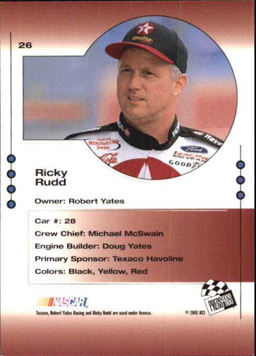 2001 Press Pass Trackside #26 Ricky Rudd back image